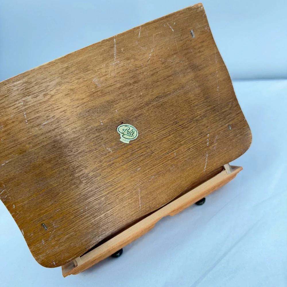 Price Imports Wooden Jewelry Box Mirror Drawer VTG Felt Lined Retro Vanity